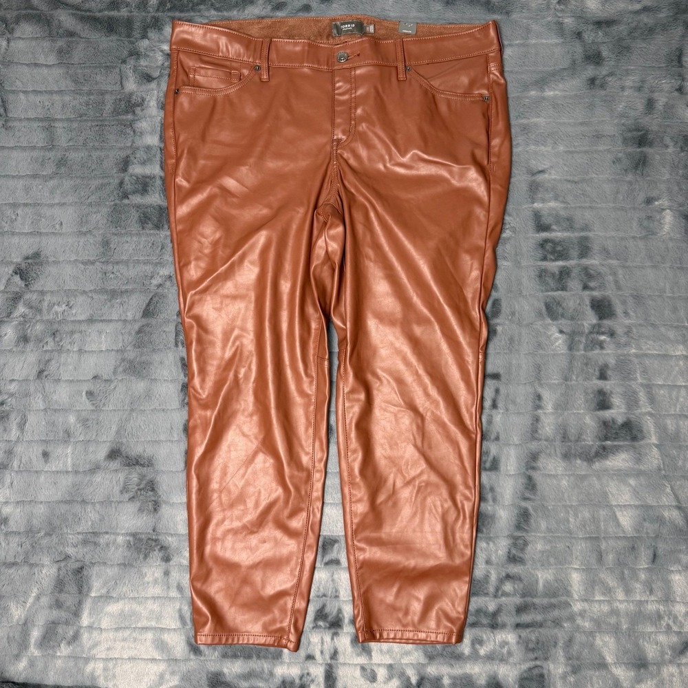 Torrid Cognac Brown Faux Leather Slim Leg Pants Plus Size 18R New